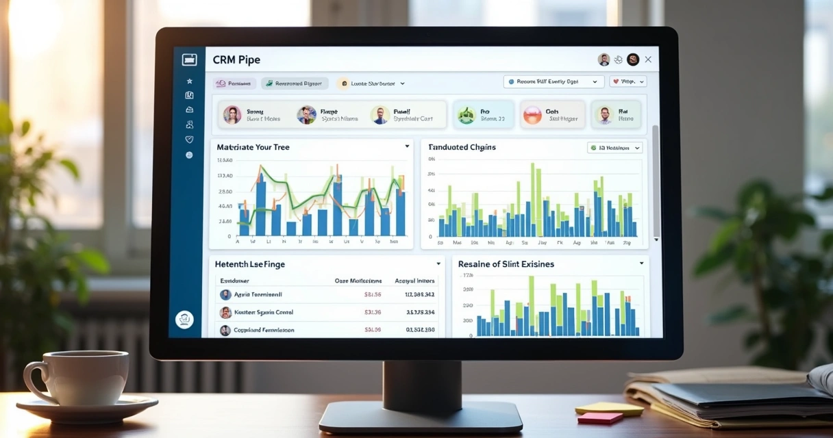 Painel de CRM mostrando oportunidades no funil de vendas.