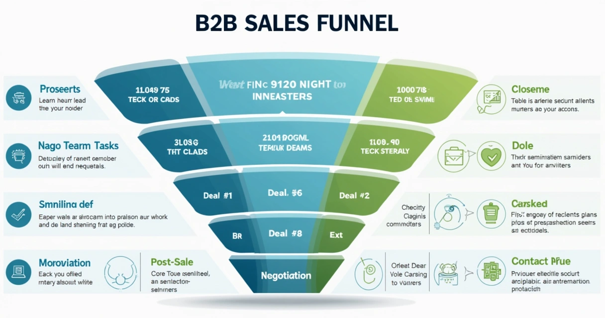 Painel mostrando etapas do funil de vendas B2B dentro do CRM