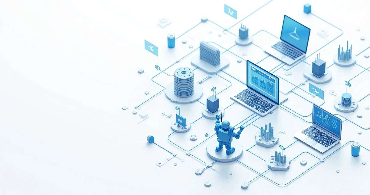 Ilustração de automação de processos comerciais