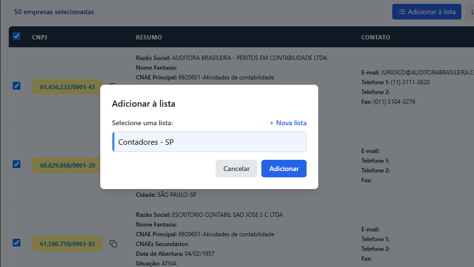 Interface de Pesquisa do Pesquisa Empresas