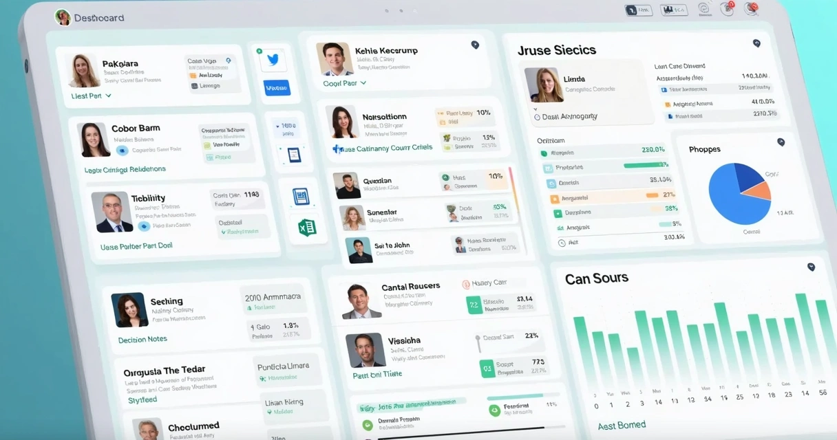 Painel digital com dados de clientes organizados no CRM